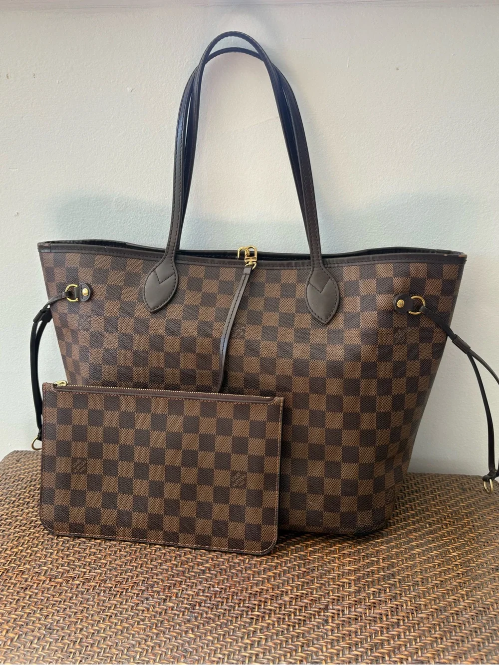 Louis Vuitton Damier Ebene Canvas Neverfull MM Tote with Pochette